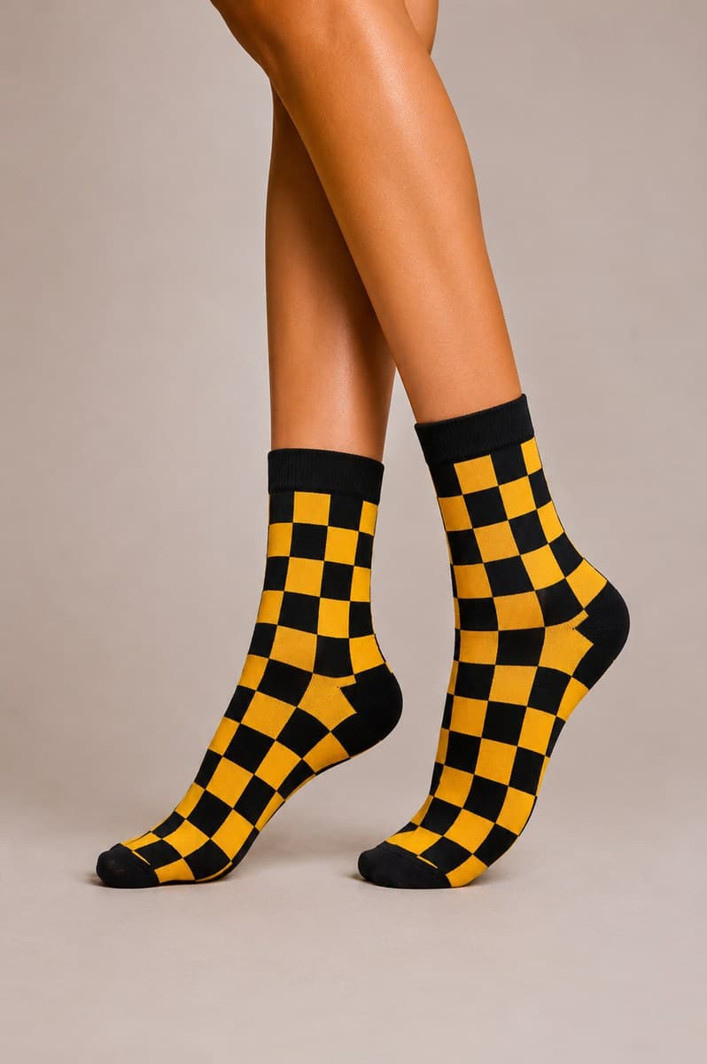 Medias Damero Amarillo/Negro